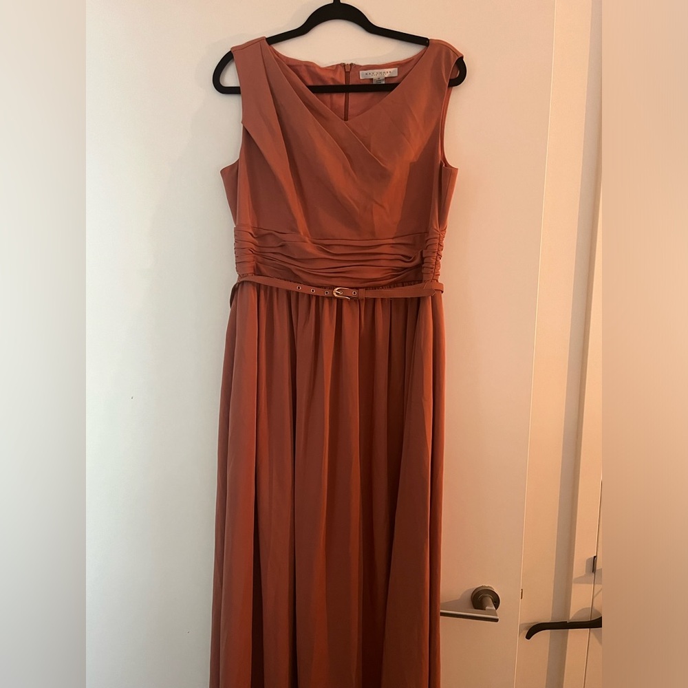 Kay Unger Terracotta Sleeveless Maxi Dress with Belt
